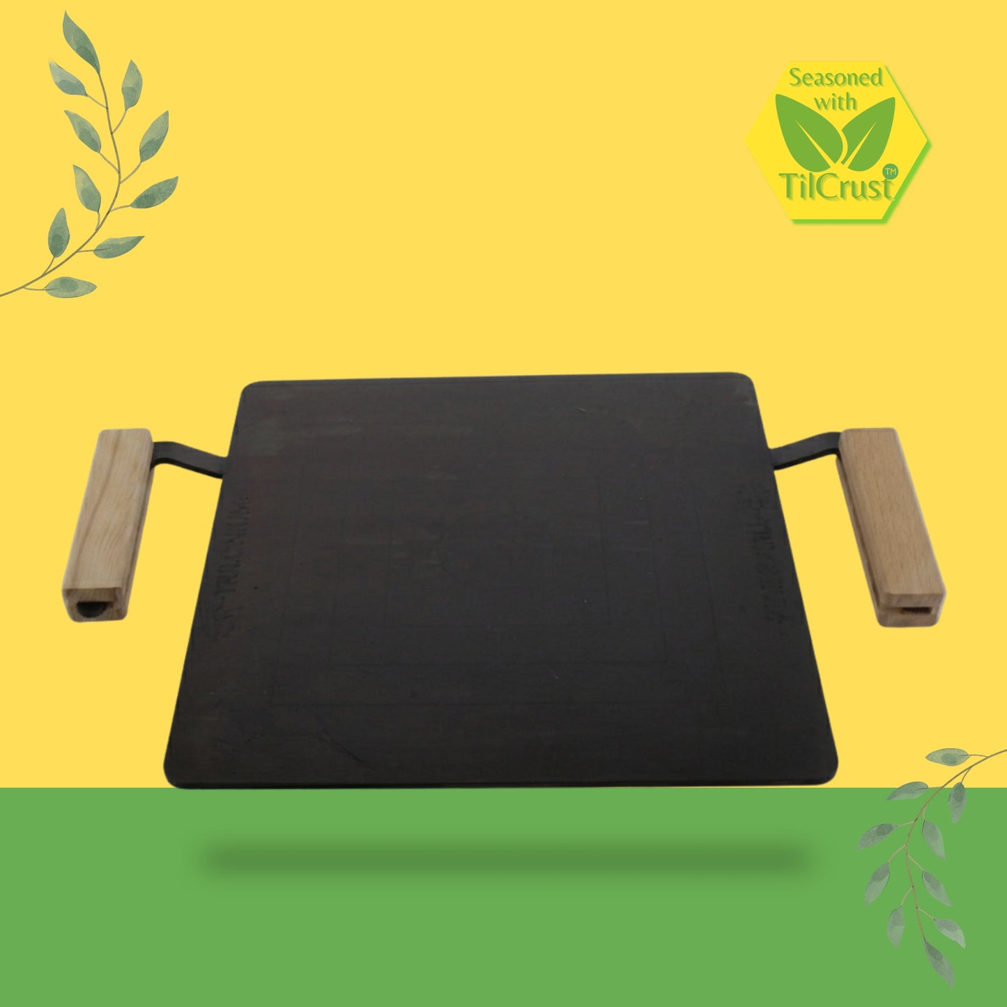 Trilonium Tejas MK2 Triple Seasoned Iron Tawa Square – 30x30 cm 3.8 Kgs | Toxin-Free, Lifetime Warranty
