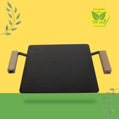 Trilonium Tejas MK2 Triple Seasoned Iron Tawa Square – 30x30 cm 3.8 Kgs | Toxin-Free, Lifetime Warranty