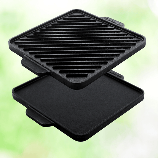 Trilonium Triple-Seasoned Cast iron Square reversible Grill Griddle Tawa 27 cms / 10.5 inches