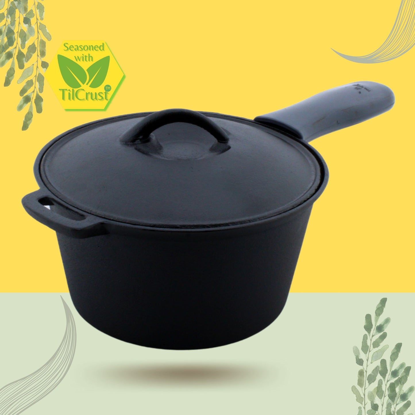 Trilonium Cast Iron Sauce Pot 20 cms 2.2 Litres | 3.2 Kgs Pre-Seasoned