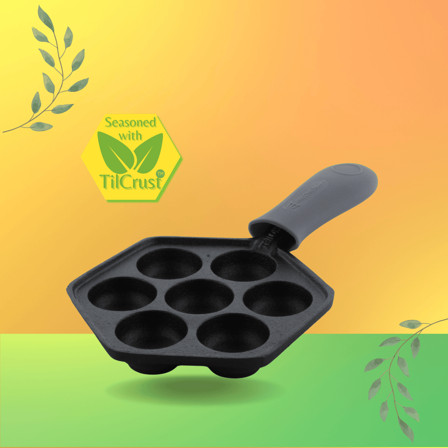 Trilonium Triple Seasoned Cast Iron Appe Paddu Paniyaram pan LHP7