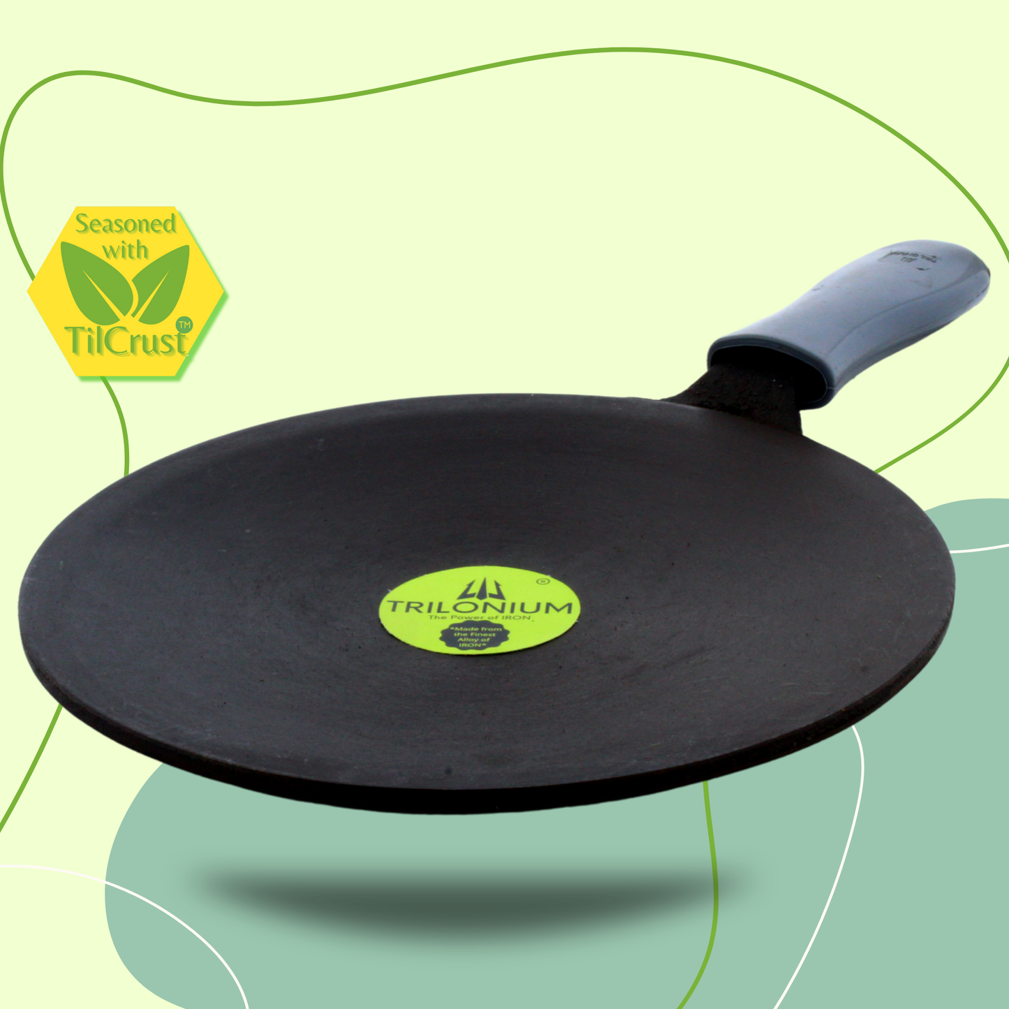 Trilonium Pre-Seasoned Cast Iron Roti Tawa, 10.5 inches, Weighs 1.8 Kgs. Unicorn ButterMold