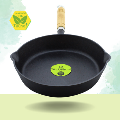 Trilonium Pre-Seasoned Cast Iron Combo Skillet Fry Pan 26cm + 5 Litres Dutch oven 26cm