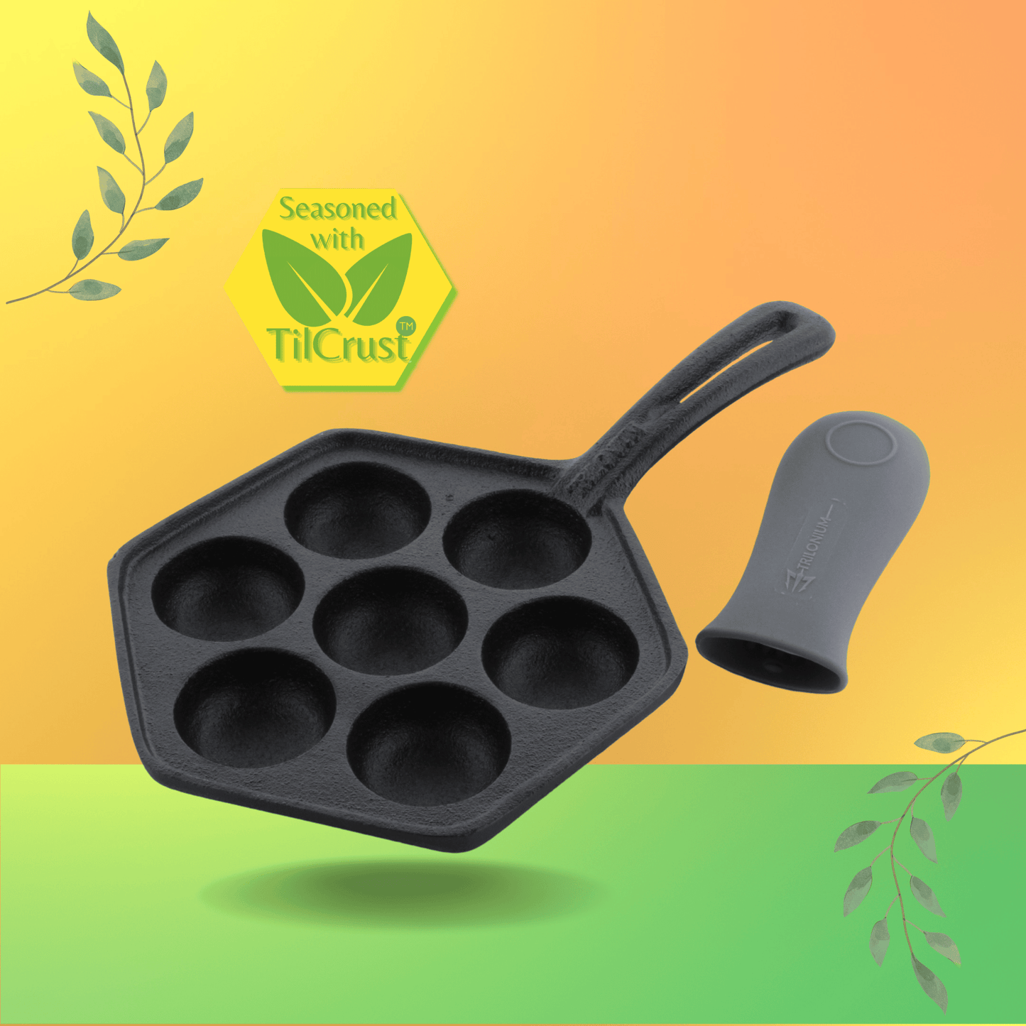 Trilonium Triple Seasoned Cast Iron Appe Paddu Paniyaram pan LHP7