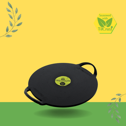 Trilonium Triple-Seasoned Iron Boulder Mini oothapam Dosa Tawa 24 cms, 2.8 Kgs