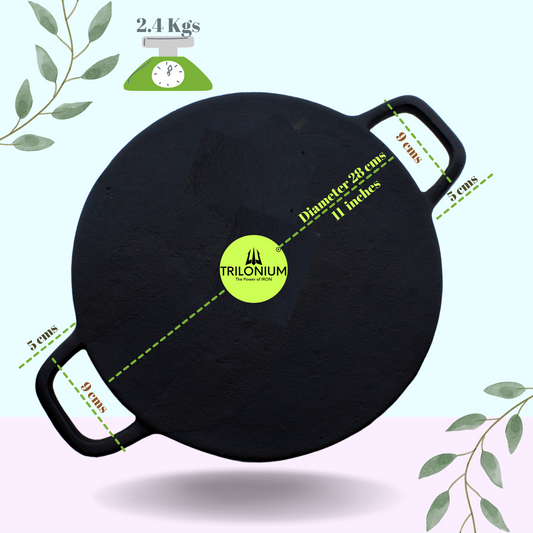 Trilonium Cast Iron Concave Tawa 28cms + Sleek Skillet 10 inches + Crockwok Kadhai 26cms Combo Set
