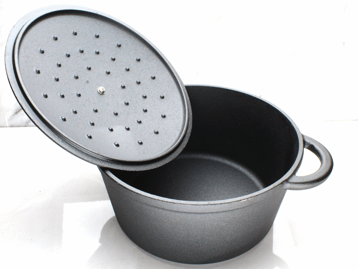 Cast Iron Dutch Oven Pot | Casserole | Biryani Pot | Cooking Pot | Pre-Seasoned | 24cm | 4.2 Litres | 4.98 KG TRILONIUM | Cast Iron Cookware