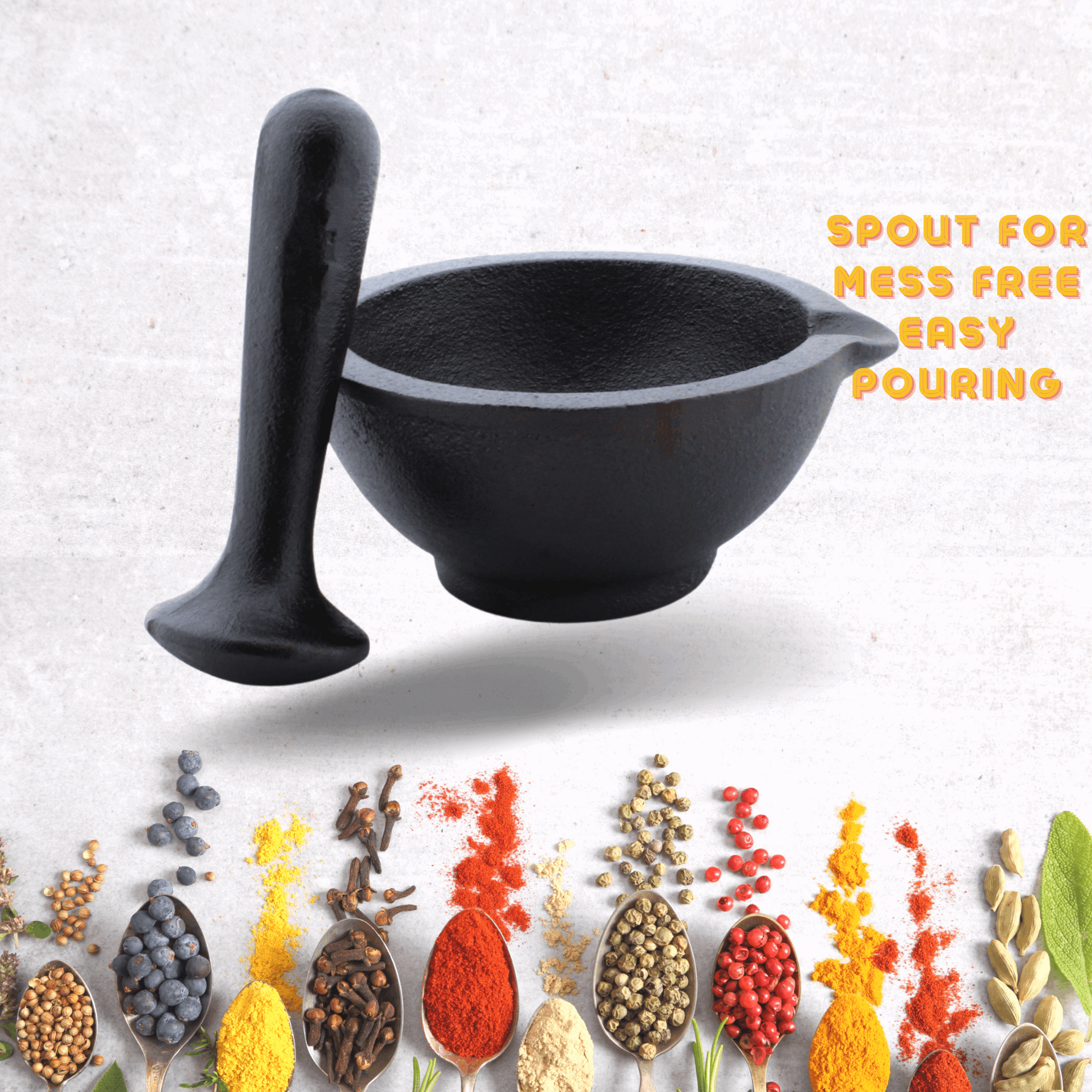 Cast Iron Khal batta | Mortar and Pestle set - Herbs and spice masher | Pre-Seasoned | 11 cms