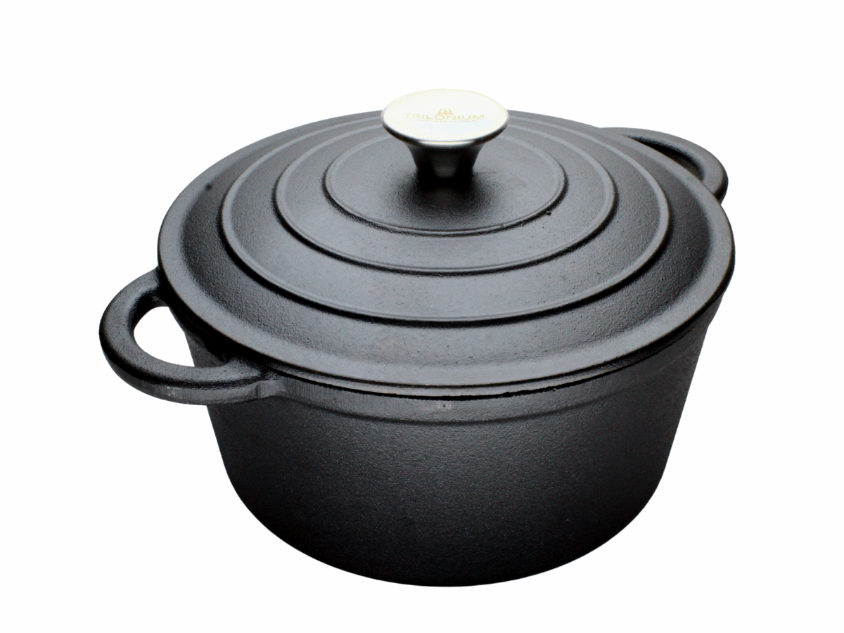 Cast Iron Dutch Oven Pot | Casserole | Biryani Pot | Cooking Pot | Pre-Seasoned | 20cm | 2.4 Litres | 2.75 KG TRILONIUM | Cast Iron Cookware