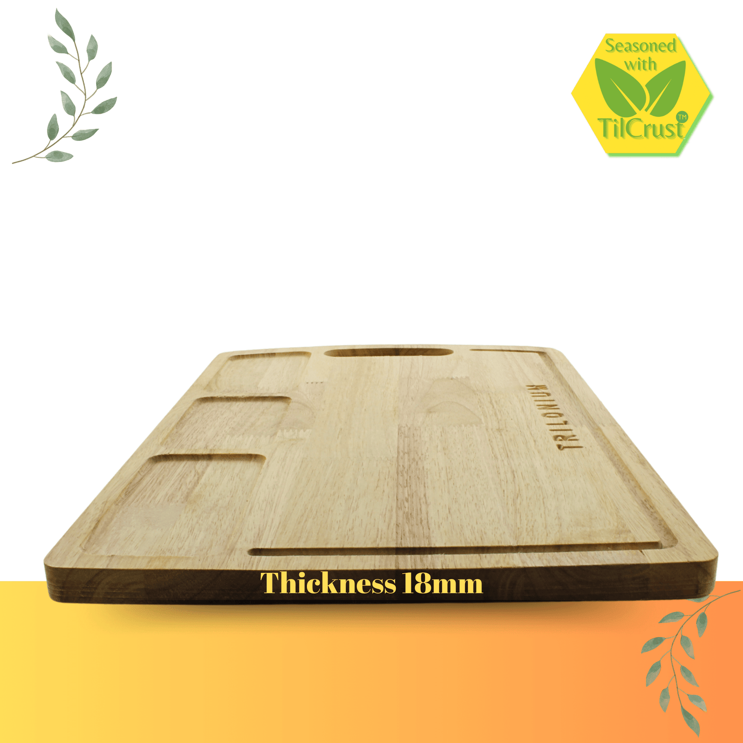 Trilonium Rubberwood Cutting Chopping board 17.25 x 11.5 inches