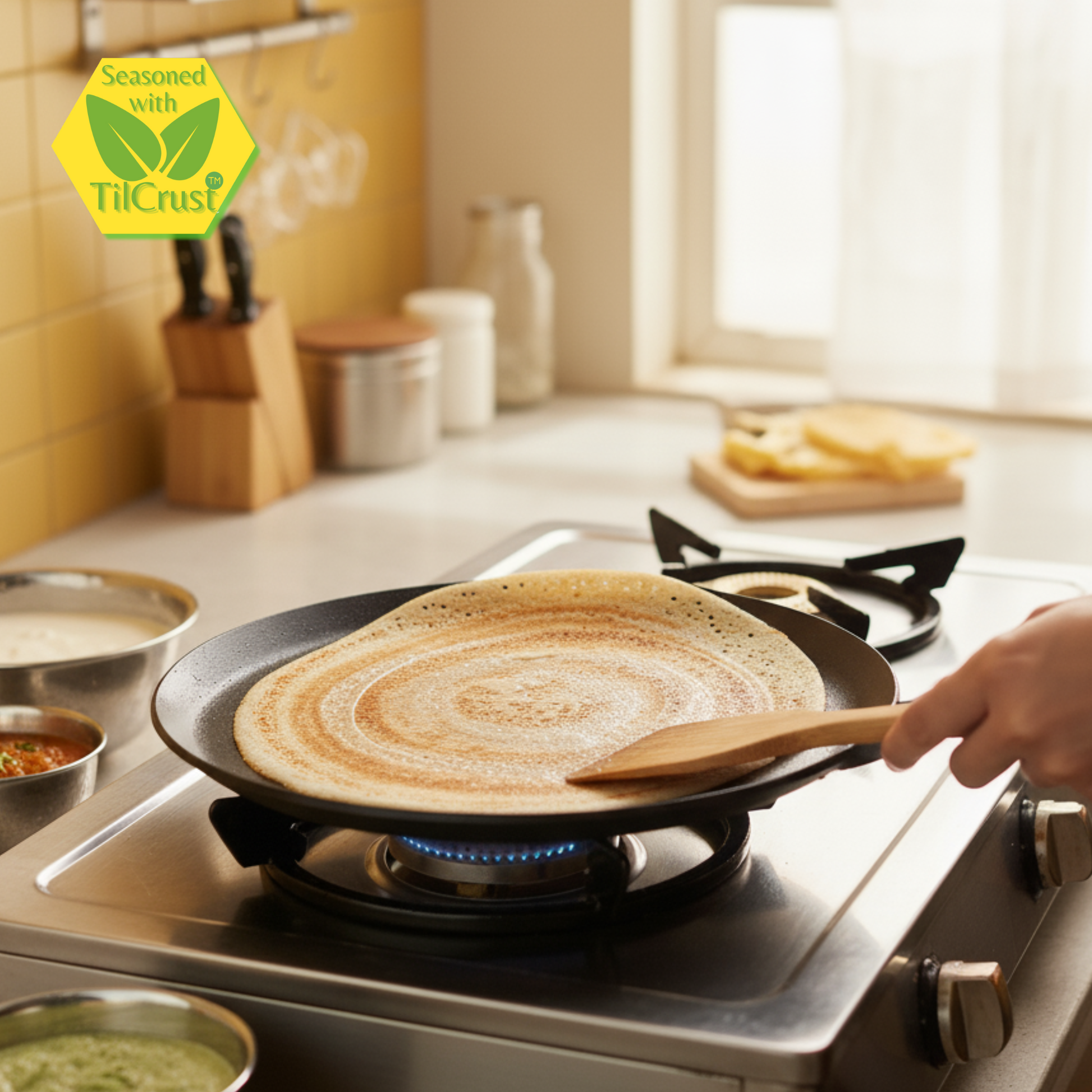 Trilonium Triple seasoned Iron Dosa Tawa Plate 12 inches