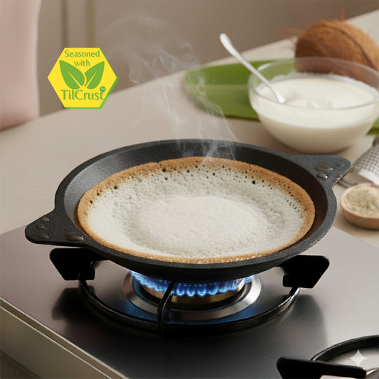 Trilonium Pre-Seasoned Cast Iron Appam Pan 8 Inches, 2.16 Kgs