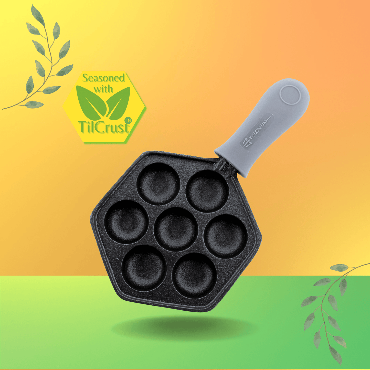 Trilonium Triple Seasoned Cast Iron Appe Paddu Paniyaram pan LHP7