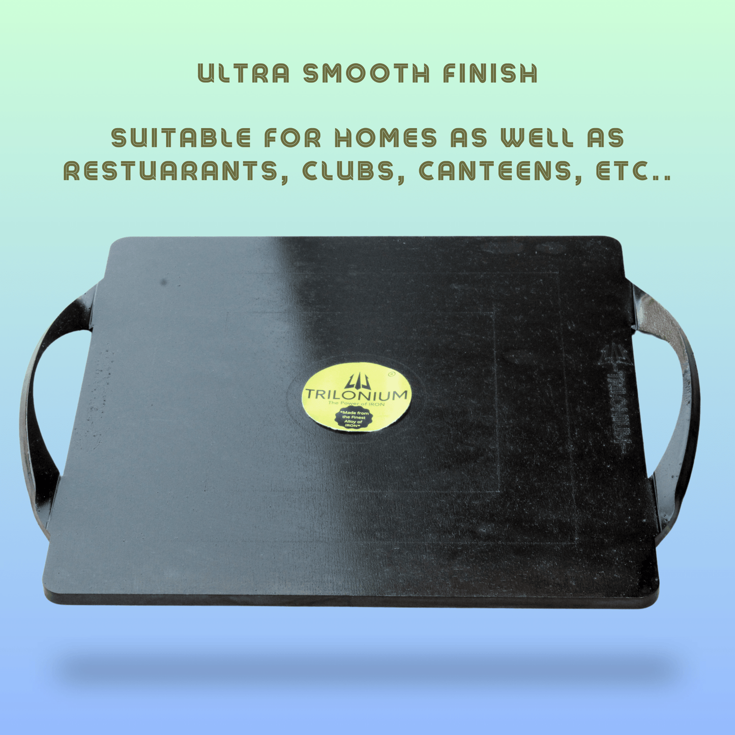 Trilonium Pre-Seasoned Iron Boulder Square Griddle pathri Tawa 30 x 30 cms , Ultra Smooth, Weights 5.8 Kgs