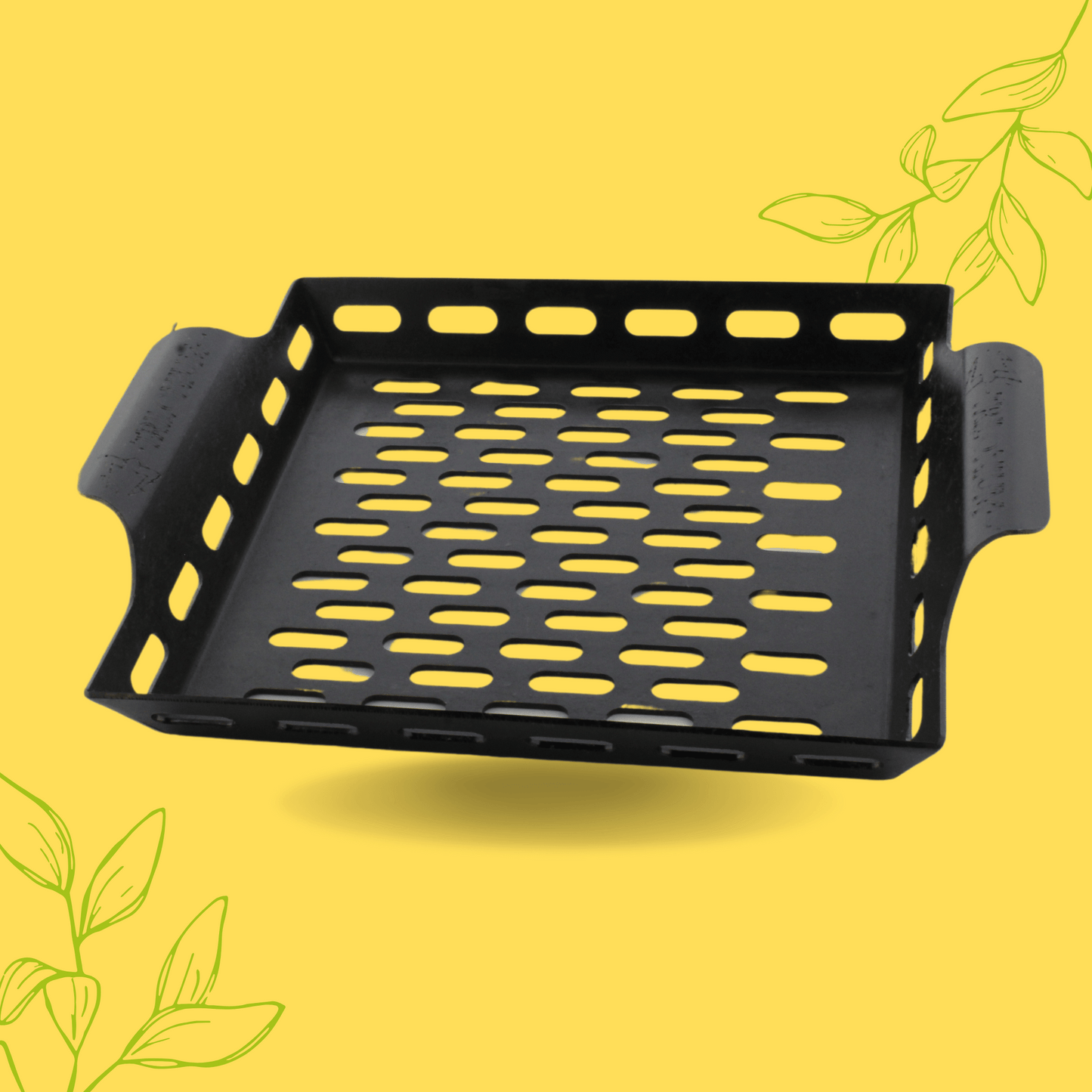 Trilonium Triple Seasoned Iron BBQ Grilling Basket 29cms