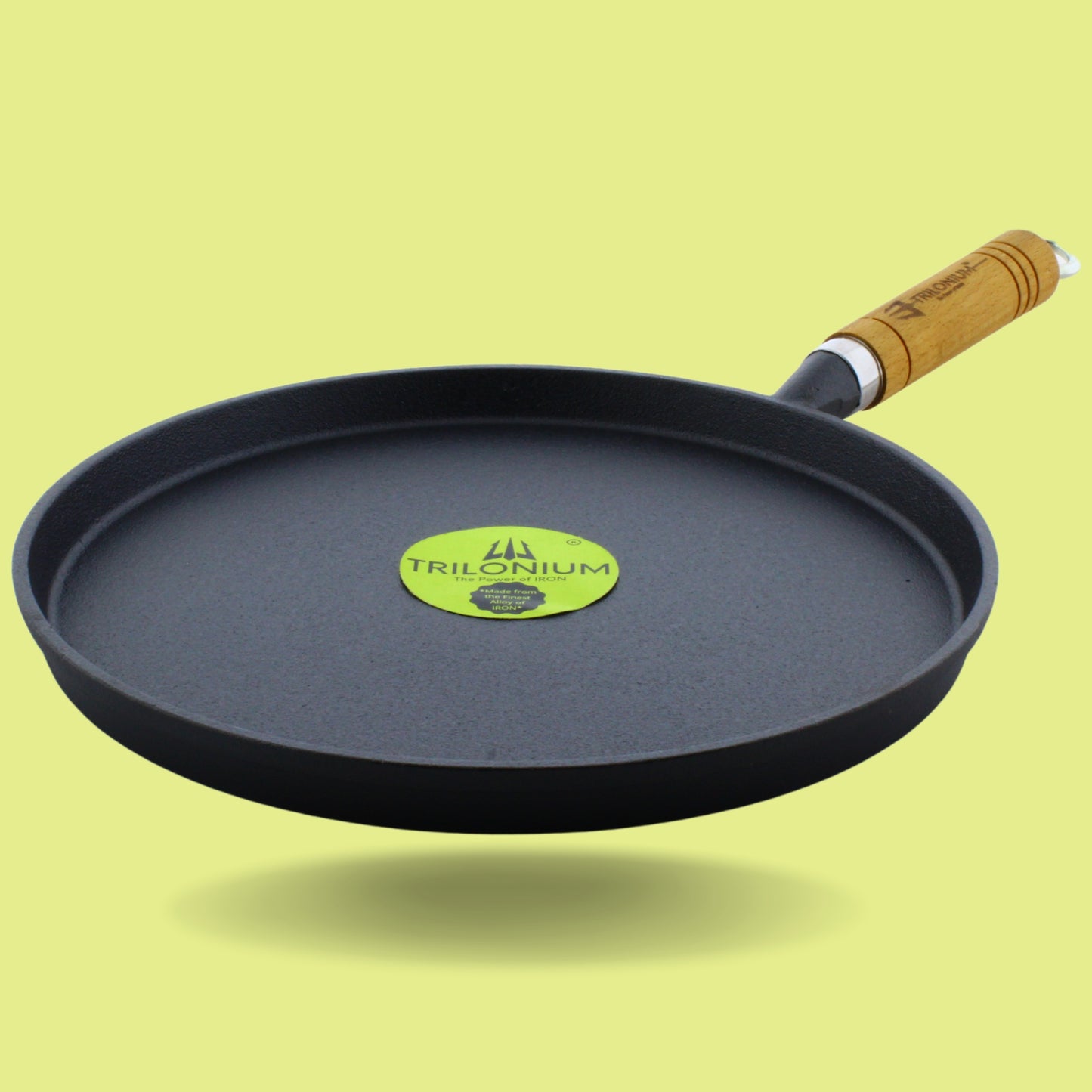 Trilonium Pre-seasoned Cast Iron Wooden Handle Tawa 10 inches | Weighs 1.4 kgs