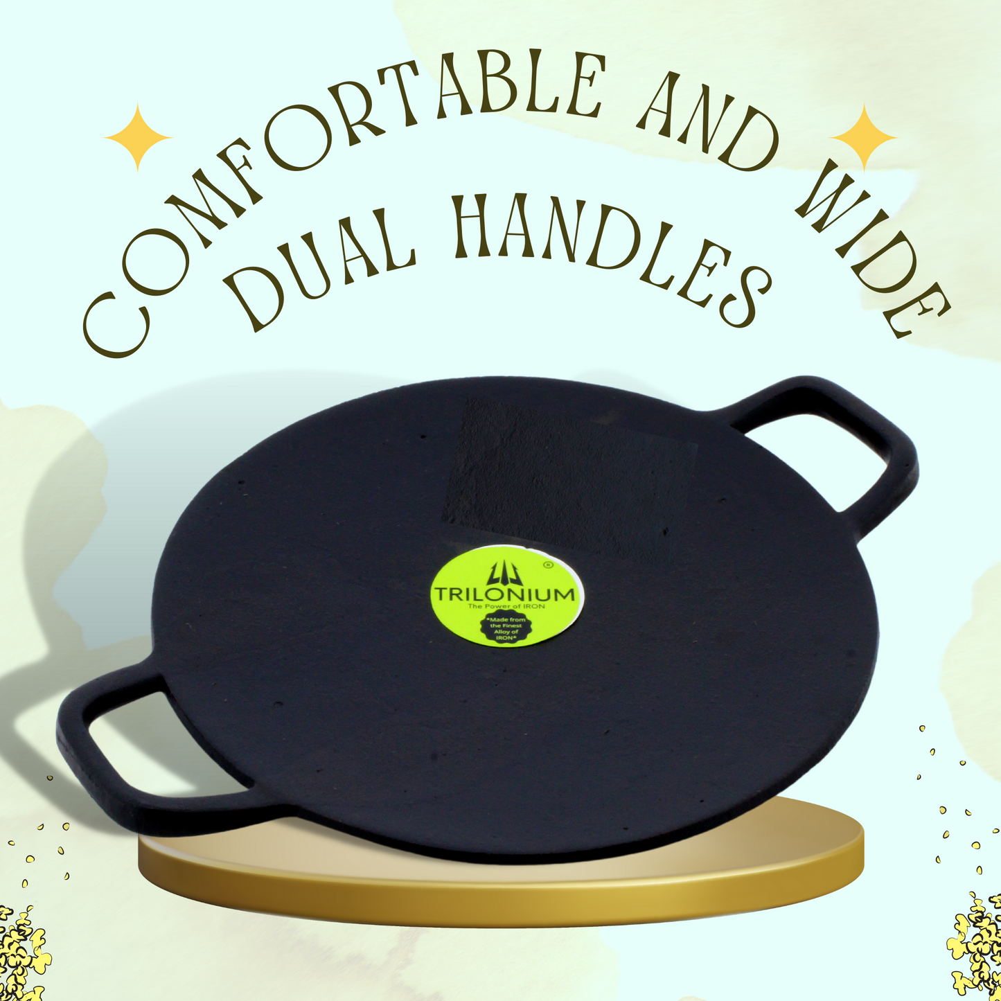 Trilonium Cast Iron Concave Tawa 28cms + Sleek Skillet 10 inches + Sleek Kadhai 26cms Combo Set