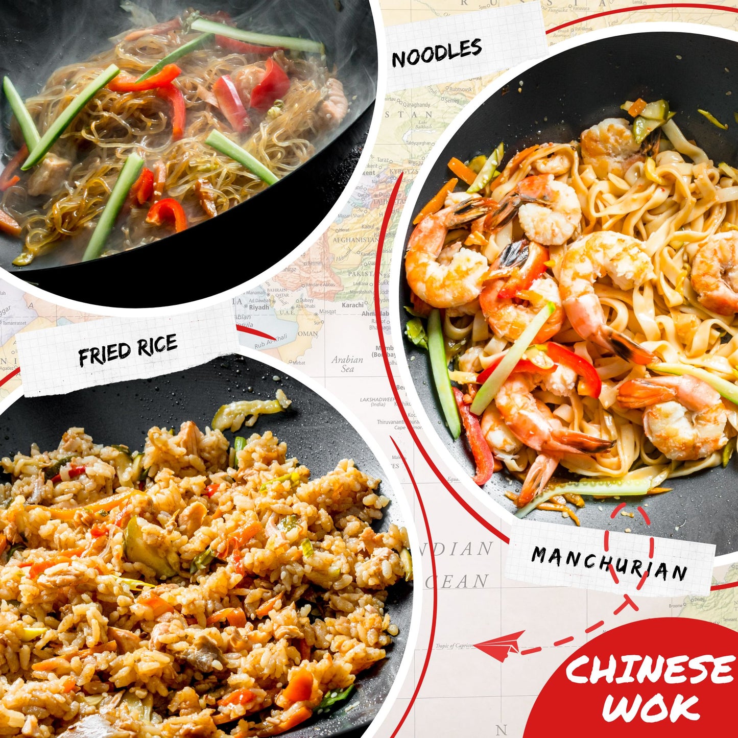 Trilonium Pre-Seasoned Carbon Steel Commercial Wok 30 cm, 1.5 kgs