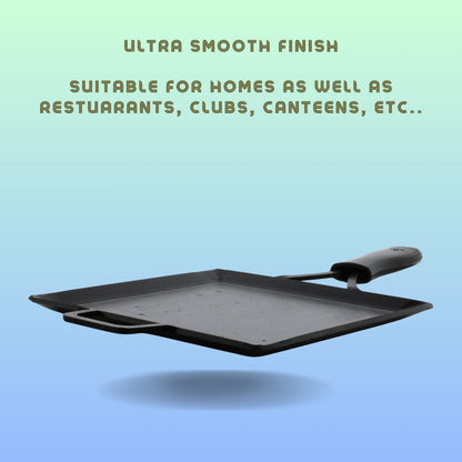 Trilonium Triple Seasoned Iron Multi Purpose Square Griddle Tawa 26x26 cms