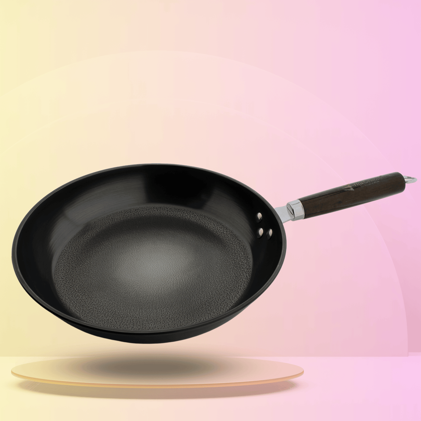 Trilonium Pre-Seasoned Carbon Steel Skillet Fry Pan 30 cms, Weighs 1.3 Kgs