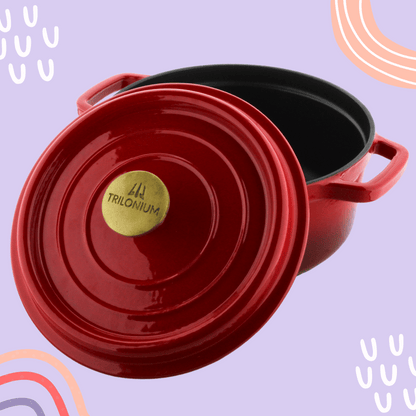 Trilonium Enamel Cast Iron Dutch Oven Biryani Pot 26 cms, 5.2L, 5.5 Kgs