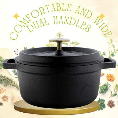 Trilonium Pre-Seasoned Cast Iron Dutch Oven Pot, Casserole, Biryani Pot, Cooking Pot, 28cm