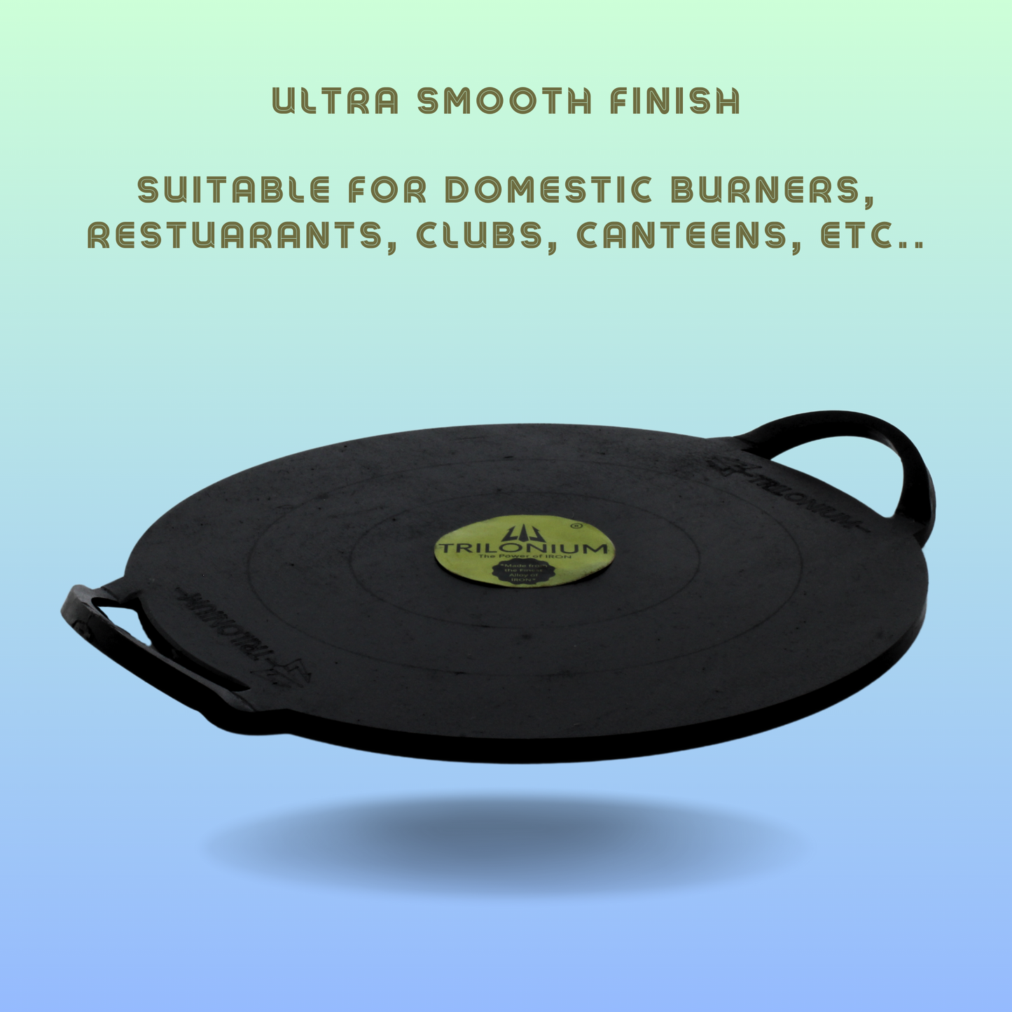 Trilonium Triple-Seasoned Iron Boulder Ultra Smooth Dosa Tawa 30 cms, 4.5 Kgs