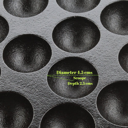 Trilonium Triple Seasoned Cast Iron 12 Pits Paniyaram Pan 8 inches