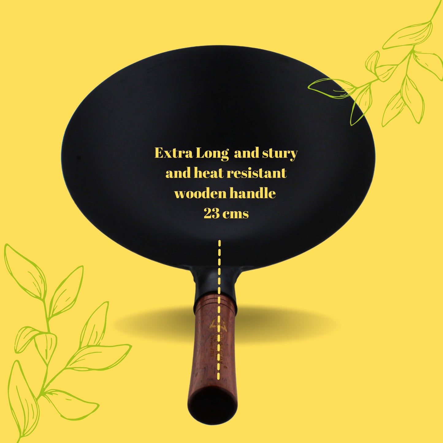 Trilonium Pre-Seasoned Carbon Steel Commercial Wok 30 cm, 1.5 kgs