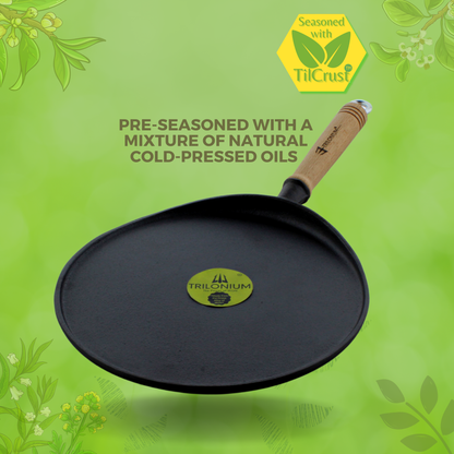 Trilonium Triple Seasoned Cast Iron Dosa Tawa WHT11 , Diameter 28 cm, Weighs 2.2 Kgs