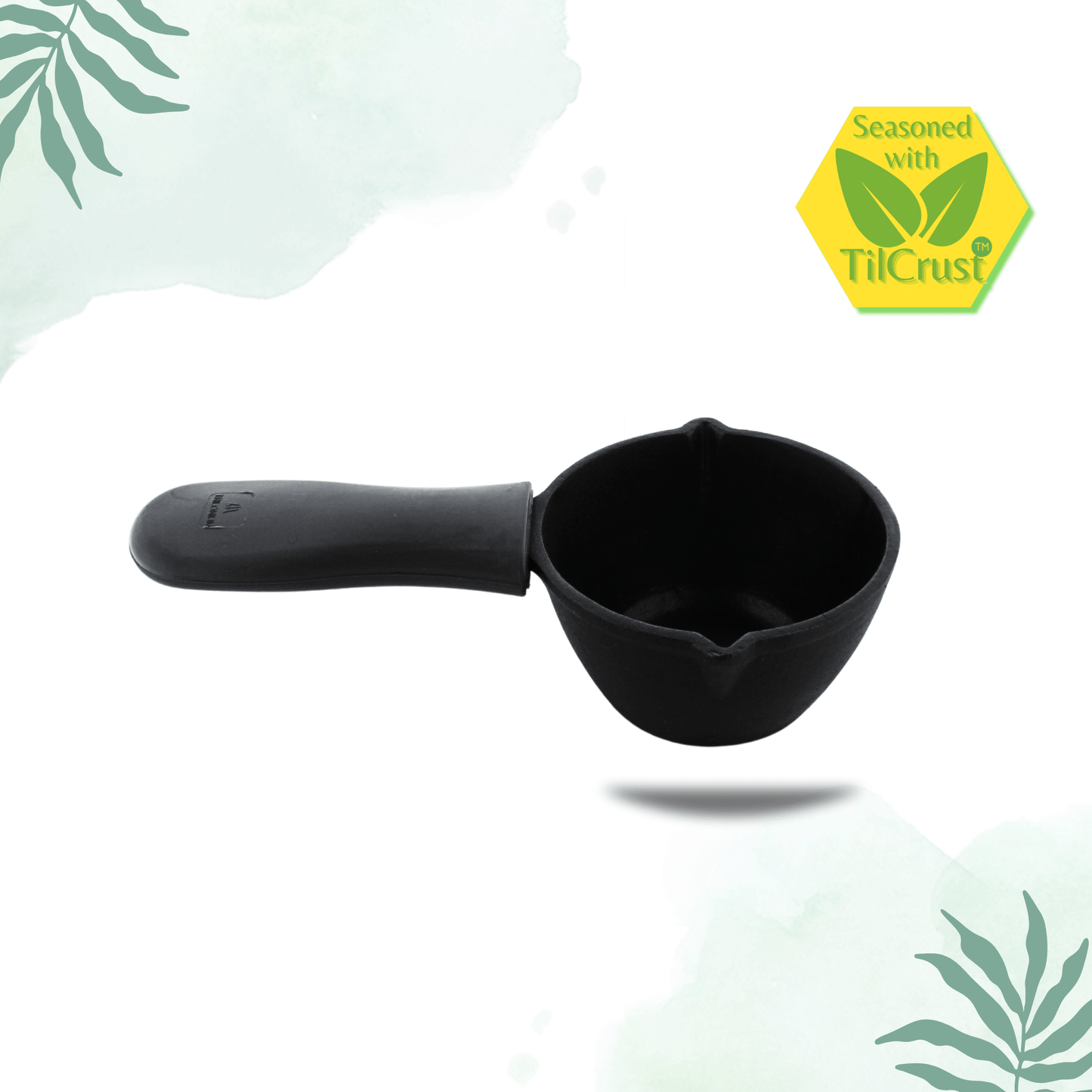 Trilonium Triple Seasoned Cast Iron Tadka Pan 11 cms with Hot handle silicone sleeve, weighs 0.8 kgs