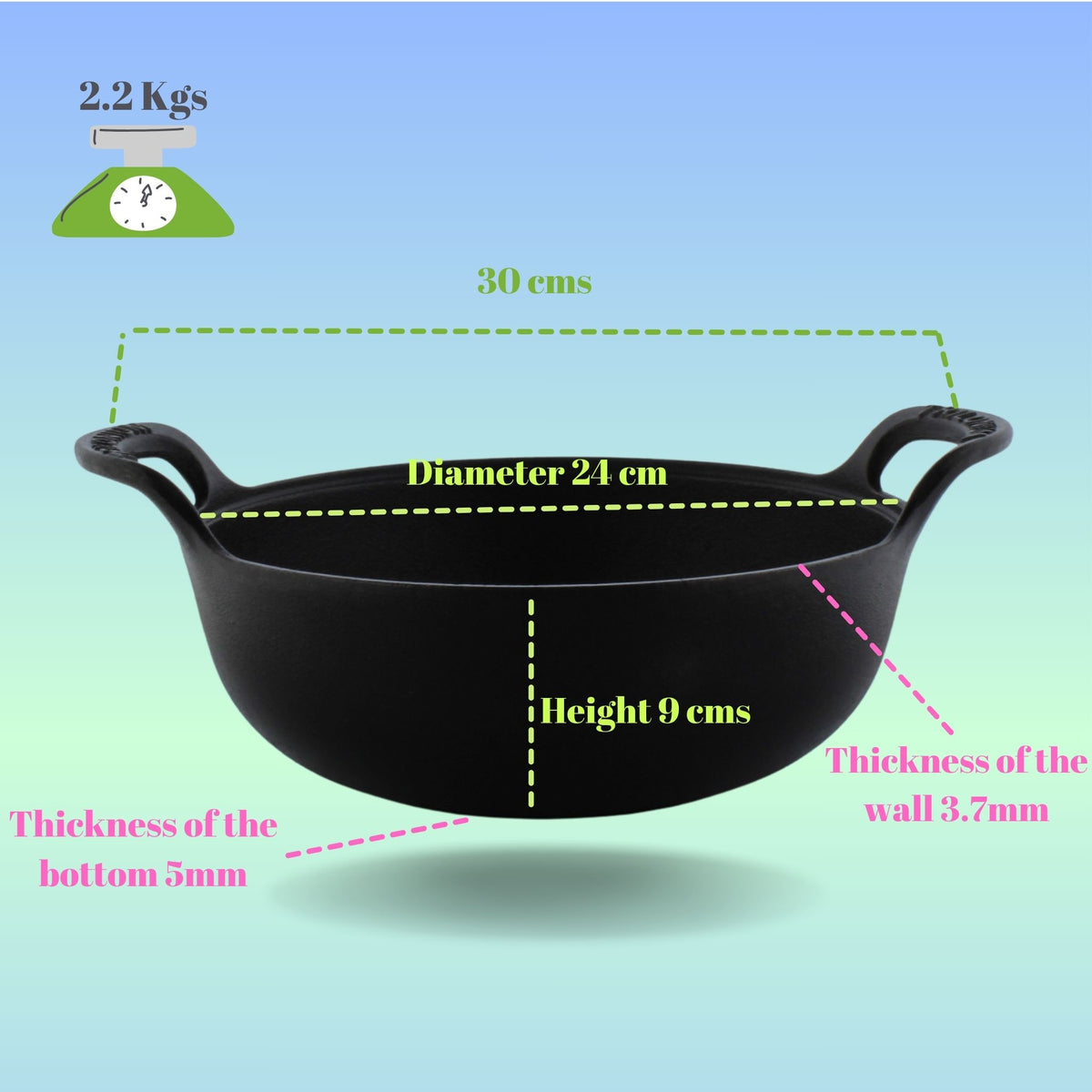 Trilonium Unicorn tawa, CrockWok kadhai and Classic skillet cast iron combo – view 3