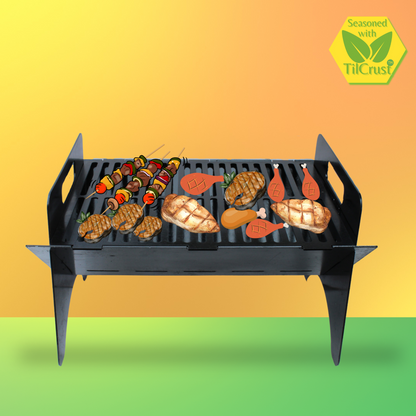 Trilonium Triple Seasoned Iron BBQ Grill Flatpack