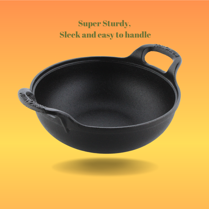 Trilonium Cast Iron Concave Tawa 28cms + Sleek Skillet 10 inches + Crockwok Kadhai 26cms Combo Set