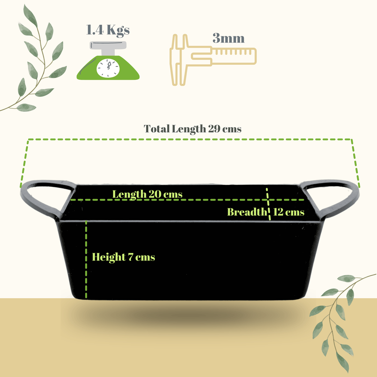 Trilonium Triple seasoned Iron bread mould pan 20cms, weighs 1.4 kgs