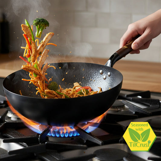 Trilonium Carbon Steel Chinese Wok 30 cms