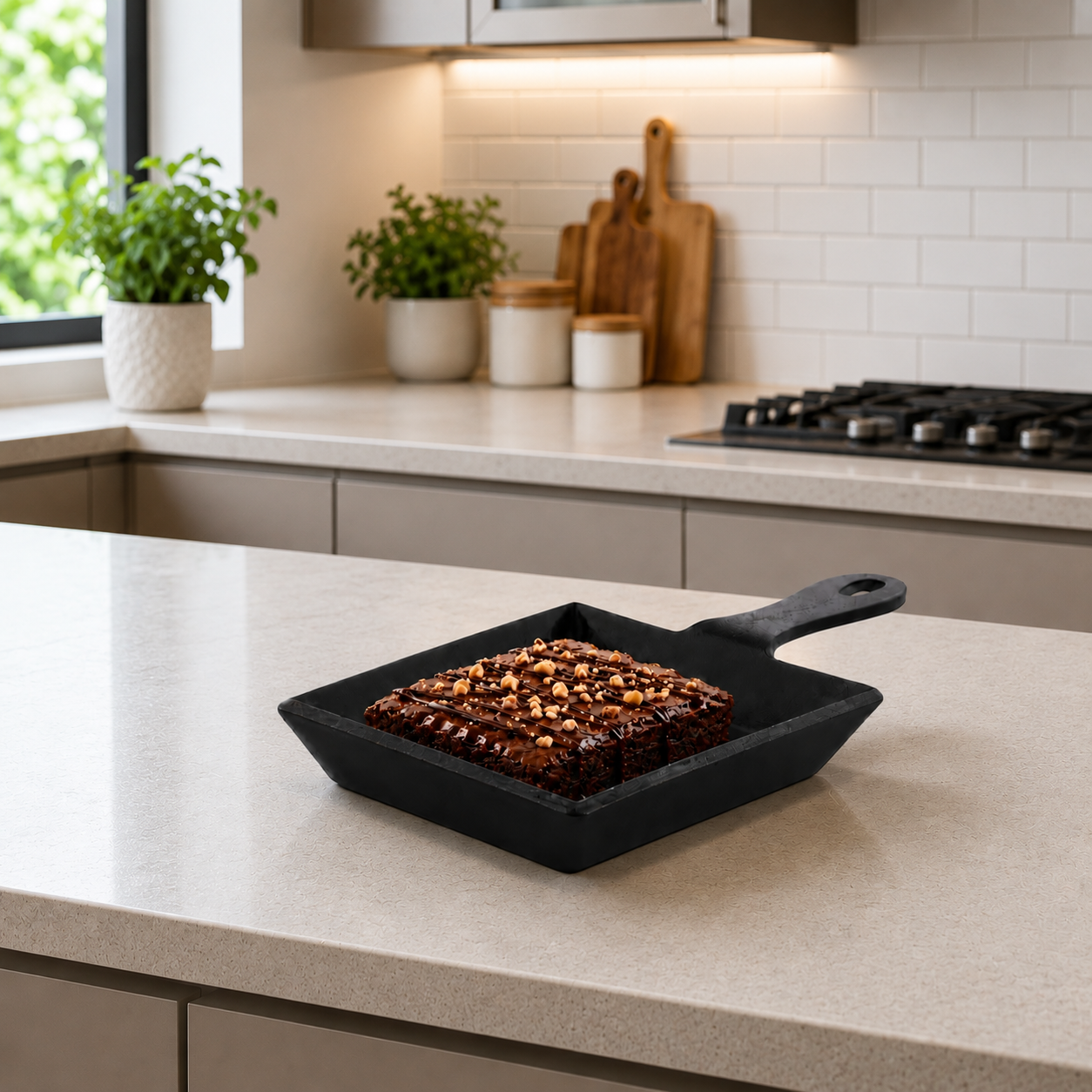 Trilonium Triple Seasoned Iron Mini sizzling brownie Pan 10 x 12 cms