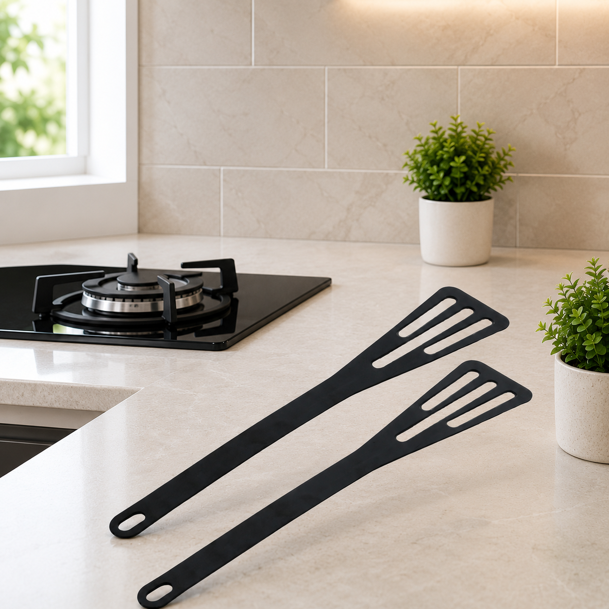 Trilonium Iron Dosa Roti Karandi Turner Spatula 30 cms - Pack of 2 ( Seasoned not coated)