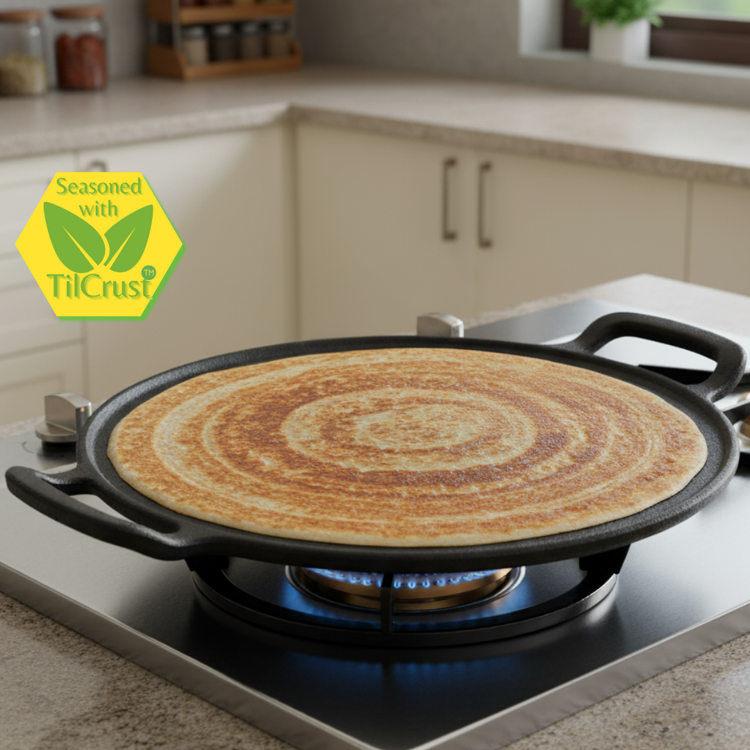 Trilonium Pre-Seasoned Cast Iron Infinity 3.0 Dosa Tawa 30 cms