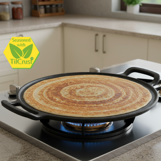 Trilonium Pre-Seasoned Cast Iron Infinity 3.0 Dosa Tawa 30 cms