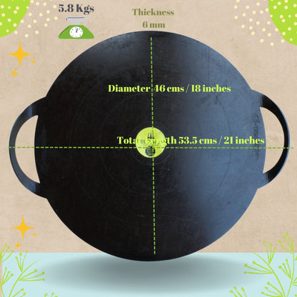 Trilonium Triple Seasoned Iron Boulder Griddle Tawa 18 inches | 46 cms