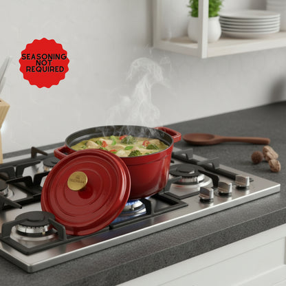 Trilonium Enamel Cast Iron Dutch Oven Biryani Pot 24 cms, 4.2L, 4.4 Kgs