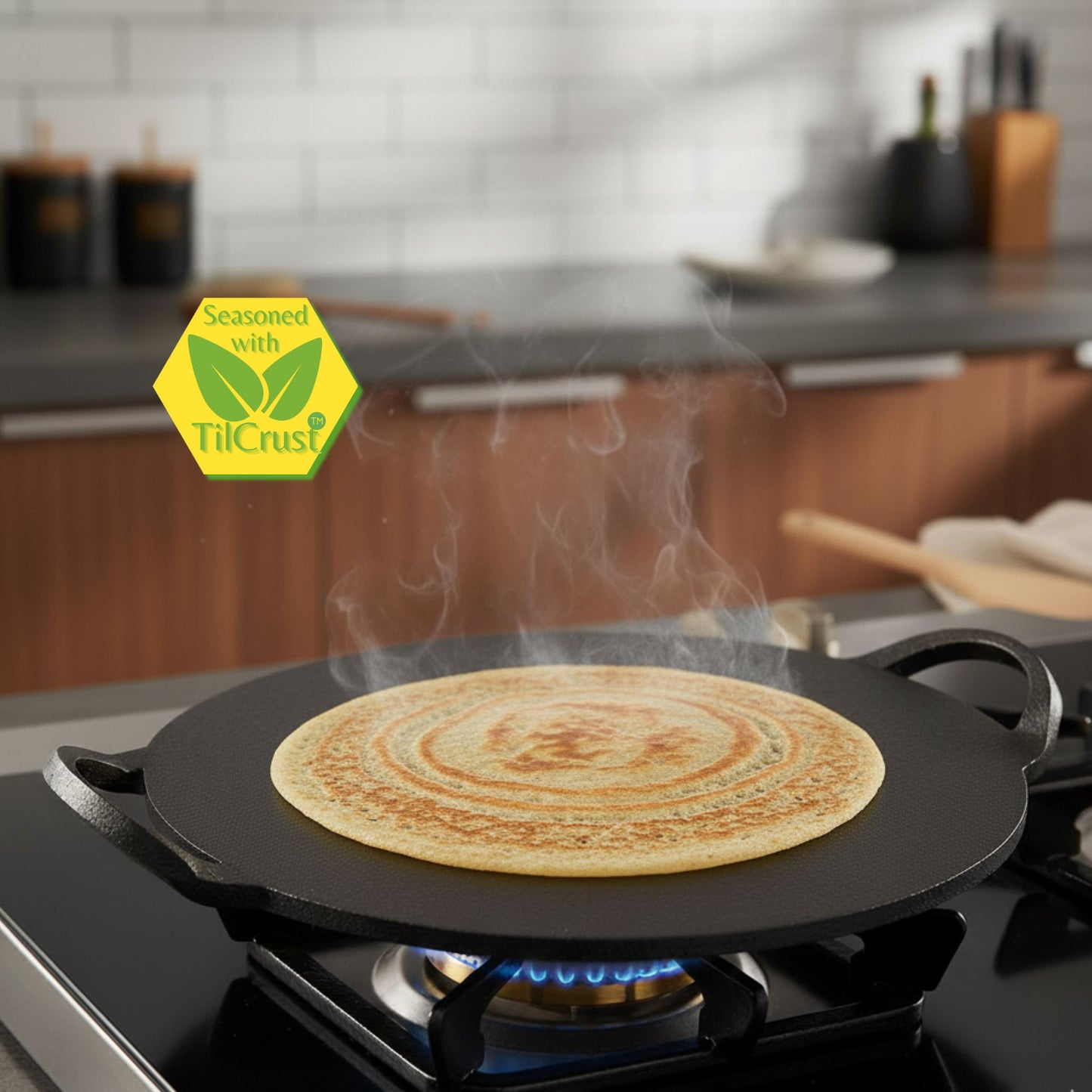 Trilonium Triple-Seasoned Iron Boulder Dosa Tawa 26 cms, 2.5 Kgs
