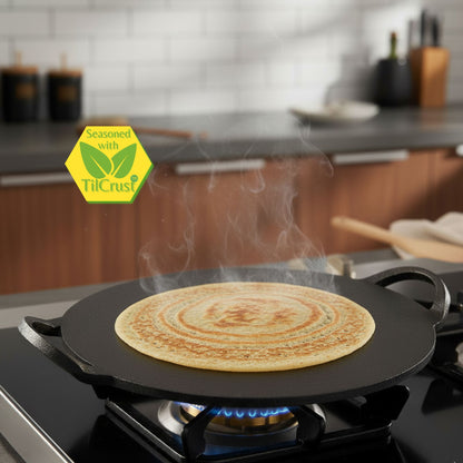 Trilonium Triple-Seasoned Iron Boulder Dosa Tawa 26 cms, 2.5 Kgs