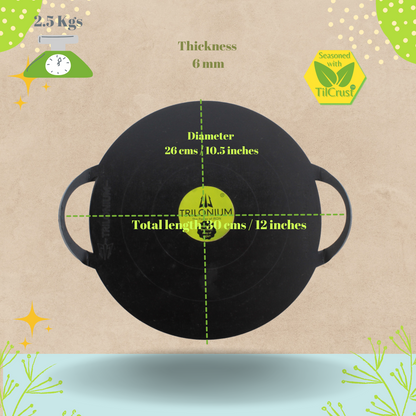 Trilonium Triple-Seasoned Iron Boulder Dosa Tawa 26 cms, 2.5 Kgs