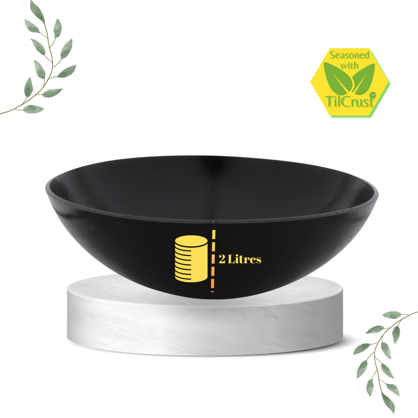 Trilonium Triple seasoned Iron Tasla Kadai 10 inches, Capacity 2 Litres