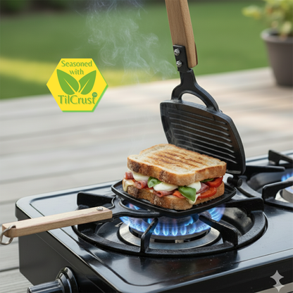 Trilonium Triple Seasoned Cast iron Gas Grill Sandwich maker