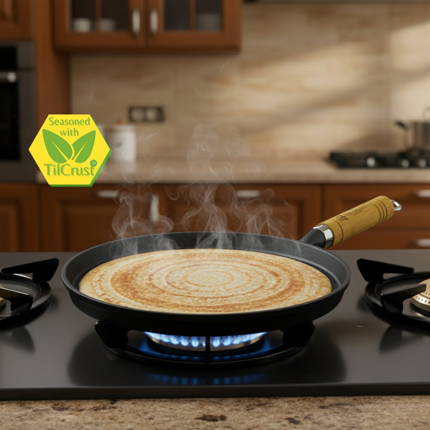 Trilonium Triple Seasoned Cast Iron Tawa WHT10, 26cms, Weighs 1.5 kgs