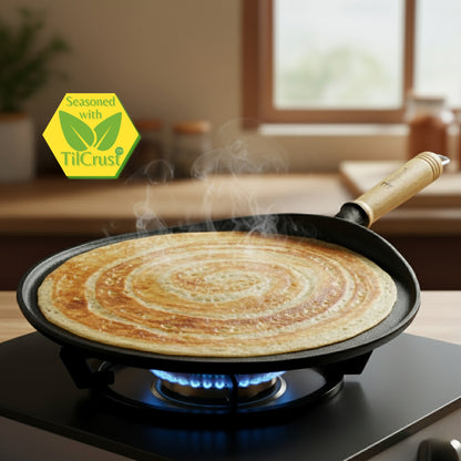 Trilonium Triple Seasoned Cast Iron Dosa Tawa WHT11 ,28 cm, Weighs 2.2 Kgs ( New Improved )