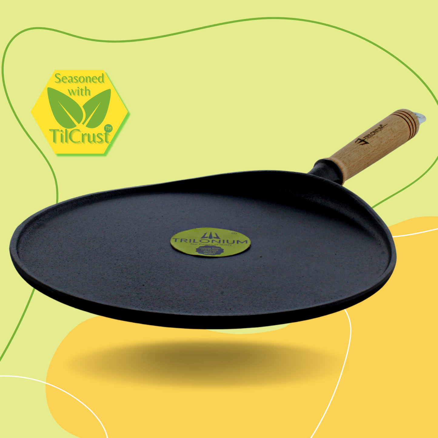 Trilonium Triple Seasoned Cast Iron Dosa Tawa WHT11 , Diameter 28 cm, Weighs 2.2 Kgs